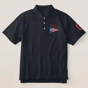 Geuee Classic Triangular American Flag Embroidered Polo Shirt Geuee Classic Triangular American Flag Embroidered Polo Shirt